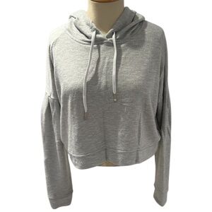 ALALA grey sparkle boxy cropped hoodie sweatshirt - size small
